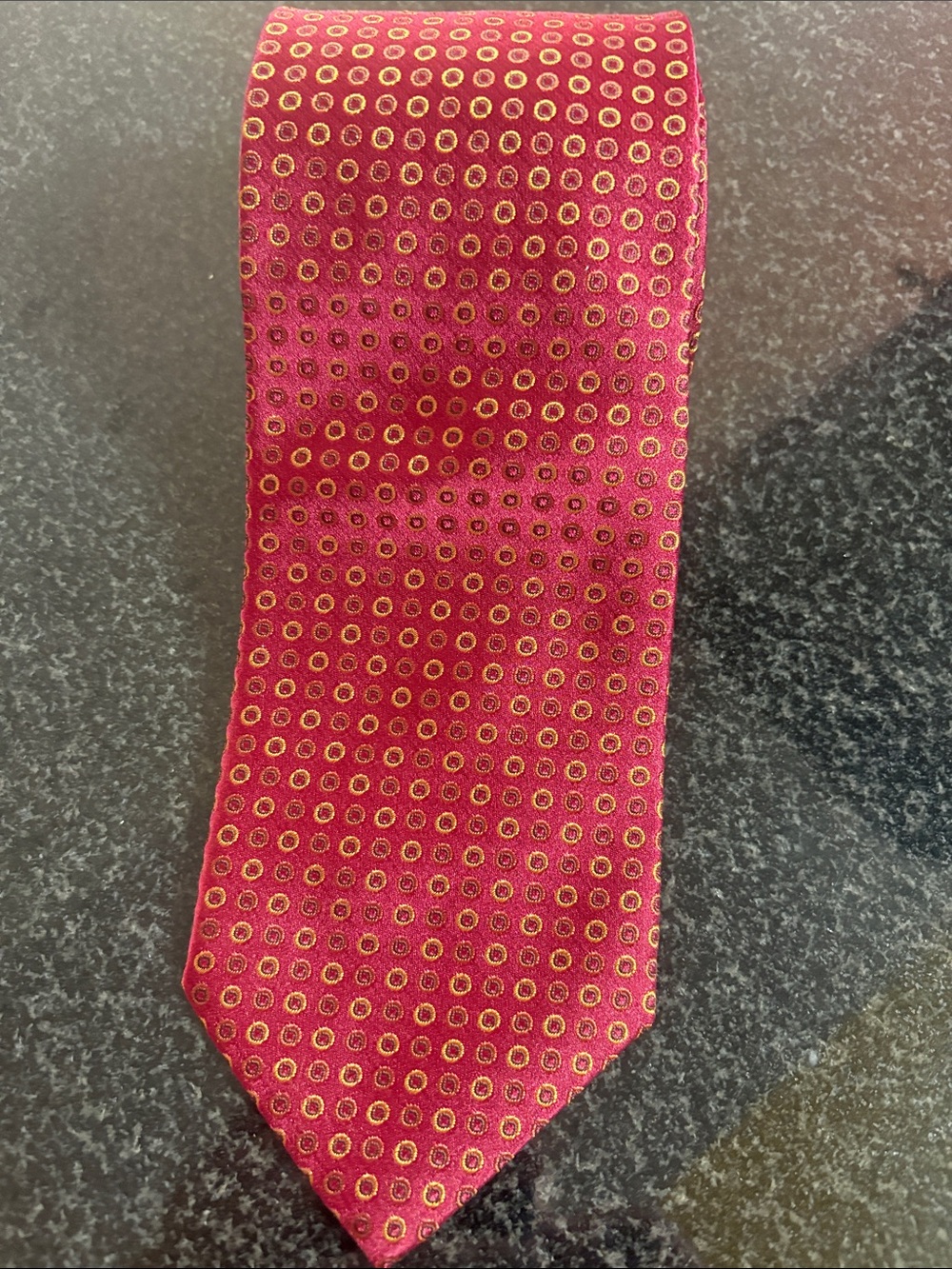 Hugo Boss Men's Red Patterned Silk Tie Made in Italy